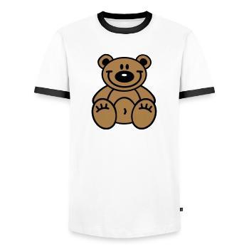 Nounours - T-shirt contrasté Homme - blanc/noir - Devant - AI Model Female 172 light (172cm) & AI Model Male 178 dark (178cm)