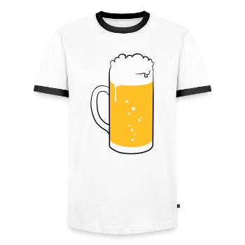 verre biére - T-shirt contrasté Homme - blanc/noir - Devant - AI Model Female 172 light (172cm) & AI Model Male 178 dark (178cm)