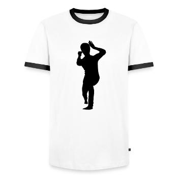 Bruce Lee Shadow Biu Da - T-shirt contrasté Homme - blanc/noir - Devant - AI Model Female 172 light (172cm) & AI Model Male 178 dark (178cm)