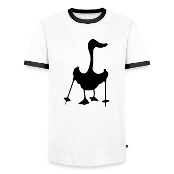 Nordic Walking Mallard Silhoutte drôle de cadeau - T-shirt contrasté Homme - blanc/noir - Devant - AI Model Female 172 light (172cm) & AI Model Male 178 dark (178cm)