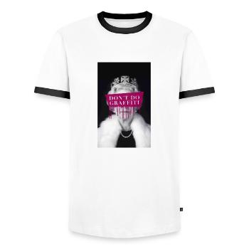 don’t do graffiti poster - T-shirt contrasté Homme - blanc/noir - Devant - AI Model Female 172 light (172cm) & AI Model Male 178 dark (178cm)