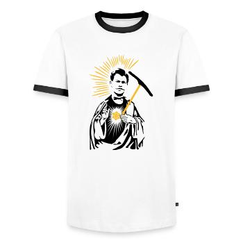 Schutzpatron Urs Logo - Männer Kontrast-T-Shirt - Weiß/Schwarz - Vorne - AI Model Female 172 light (172cm) & AI Model Male 178 dark (178cm)