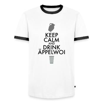 KEEP CALM AND DRINK ÄPPELWOI - Männer Kontrast-T-Shirt - Weiß/Schwarz - Vorne - AI Model Female 172 light (172cm) & AI Model Male 178 dark (178cm)