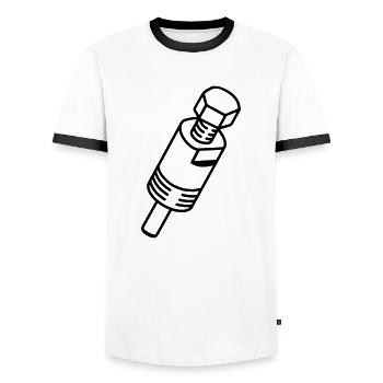 Extractor_Mechanic_em3 - Men's Ringer Shirt - white/black - Front - AI Model Female 172 light (172cm) & AI Model Male 178 dark (178cm)