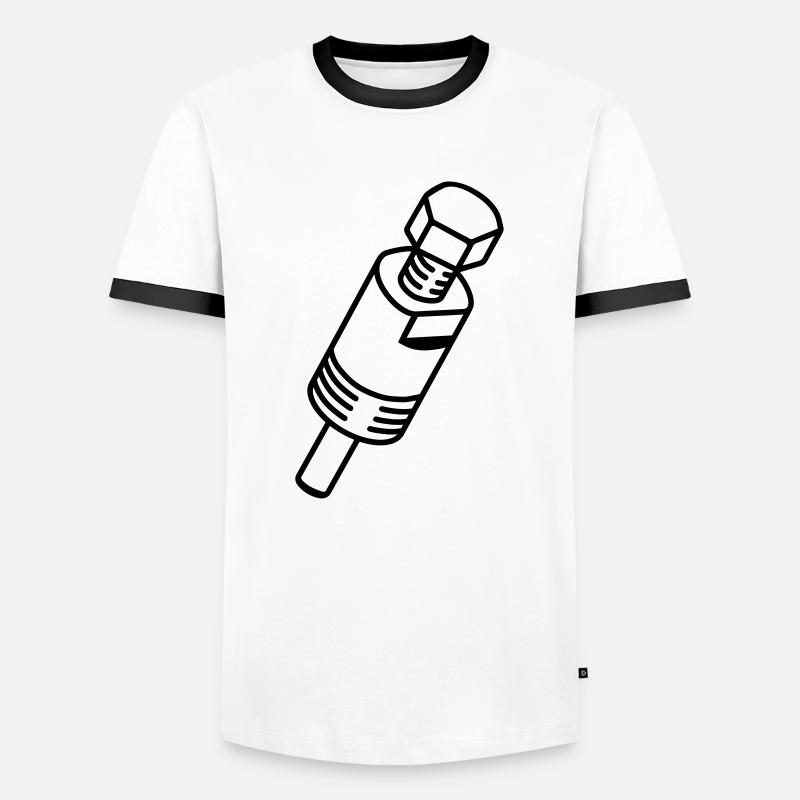 Mechanische_Puller_em3 - Männer Kontrast-T-Shirt - Weiß/Schwarz