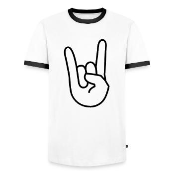 hand - Männer Kontrast-T-Shirt - Weiß/Schwarz - Vorne - AI Model Female 172 light (172cm) & AI Model Male 178 dark (178cm)