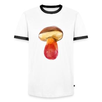 Feuerpilz Pilz - Männer Kontrast-T-Shirt - Weiß/Schwarz - Vorne - AI Model Female 172 light (172cm) & AI Model Male 178 dark (178cm)