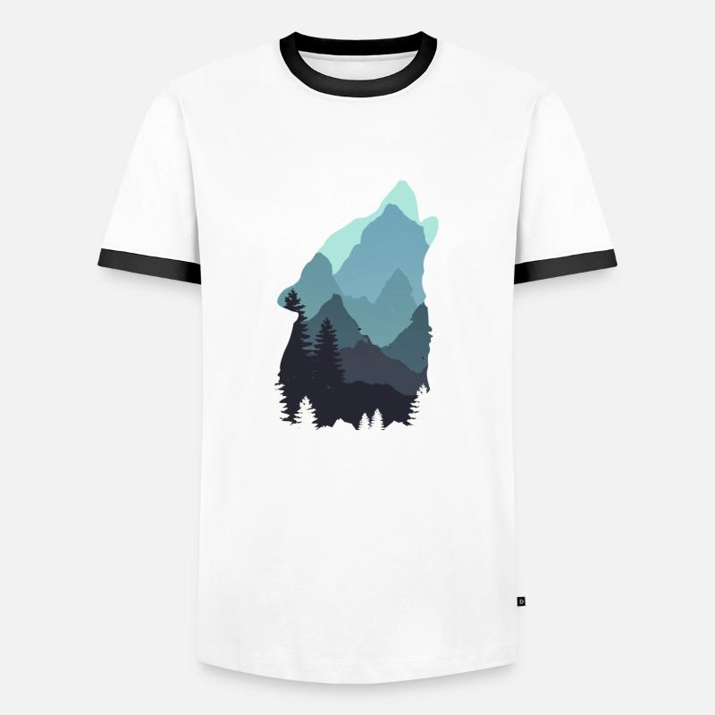Wolf - Männer Kontrast-T-Shirt - Weiß/Schwarz