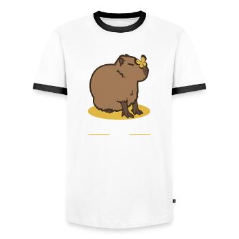 My spirit animal is a capybara - Men's Ringer Shirt - white/black - Front - AI Model Female 172 light (172cm) & AI Model Male 178 dark (178cm)