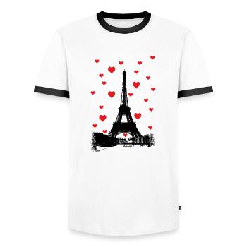 Paris - T-shirt contrasté Homme - blanc/noir - Devant - AI Model Female 172 light (172cm) & AI Model Male 178 dark (178cm)
