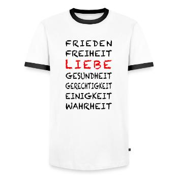 4 FREEDOM Deutsch - Männer Kontrast-T-Shirt - Weiß/Schwarz - Vorne - AI Model Female 172 light (172cm) & AI Model Male 178 dark (178cm)