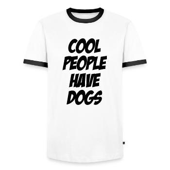 Les gens cool ont des chiens - T-shirt contrasté Homme - blanc/noir - Devant - AI Model Female 172 light (172cm) & AI Model Male 178 dark (178cm)