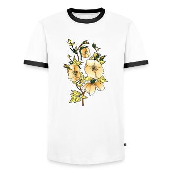 Flowers - Men's Ringer Shirt - white/black - Front - AI Model Female 172 light (172cm) & AI Model Male 178 dark (178cm)
