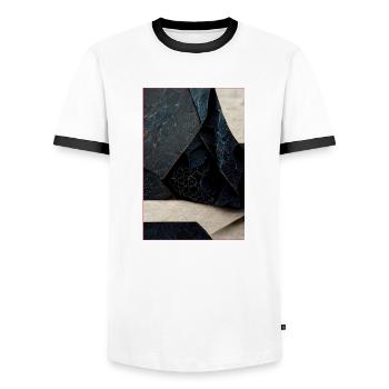 Abstract Black White - Männer Kontrast-T-Shirt - Weiß/Schwarz - Vorne - AI Model Female 172 light (172cm) & AI Model Male 178 dark (178cm)
