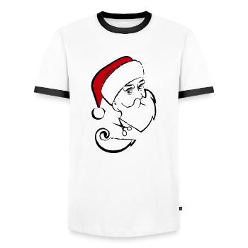 Découpe de barbe du Père Noël - T-shirt contrasté Homme - blanc/noir - Devant - AI Model Female 172 light (172cm) & AI Model Male 178 dark (178cm)