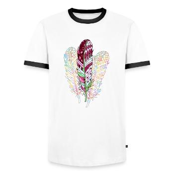 Pen - Men's Ringer Shirt - white/black - Front - AI Model Female 172 light (172cm) & AI Model Male 178 dark (178cm)