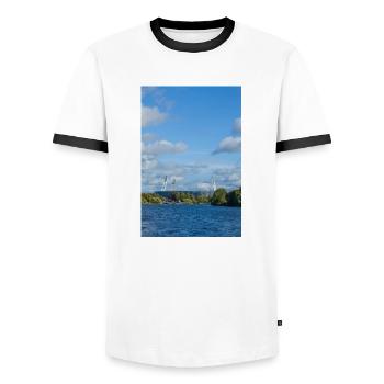 Weserstadion - Männer Kontrast-T-Shirt - Weiß/Schwarz - Vorne - AI Model Female 172 light (172cm) & AI Model Male 178 dark (178cm)