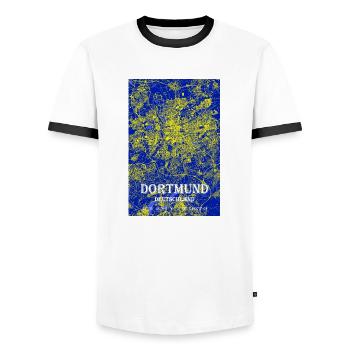 Nachtblaue moderne ästhetische Dortmund Karte - Männer Kontrast-T-Shirt - Weiß/Schwarz - Vorne - AI Model Female 172 light (172cm) & AI Model Male 178 dark (178cm)