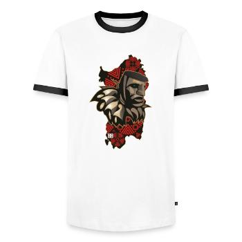 Mamuthone Sardinien - Männer Kontrast-T-Shirt - Weiß/Schwarz - Vorne - AI Model Female 172 light (172cm) & AI Model Male 178 dark (178cm)