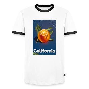 California Oranges travel poster - Men's Ringer Shirt - white/black - Front - AI Model Female 172 light (172cm) & AI Model Male 178 dark (178cm)
