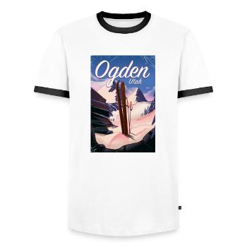 Affiche de ski Ogden Utah - T-shirt contrasté Homme - blanc/noir - Devant - AI Model Female 172 light (172cm) & AI Model Male 178 dark (178cm)