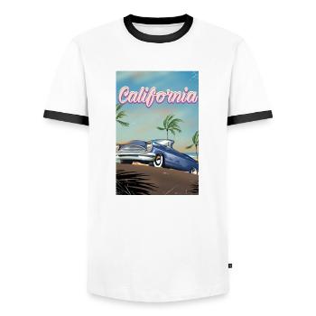 Kalifornisches Oldtimer-Reiseplakat - Männer Kontrast-T-Shirt - Weiß/Schwarz - Vorne - AI Model Female 172 light (172cm) & AI Model Male 178 dark (178cm)