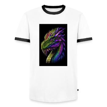Weiser Drache - Männer Kontrast-T-Shirt - Weiß/Schwarz - Vorne - AI Model Female 172 light (172cm) & AI Model Male 178 dark (178cm)