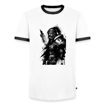 Viking - Men's Ringer Shirt - white/black - Front - AI Model Female 172 light (172cm) & AI Model Male 178 dark (178cm)