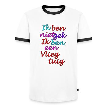 Ich bin nicht verrückt, ich bin ein Flugzeug - Männer Kontrast-T-Shirt - Weiß/Schwarz - Vorne - AI Model Female 172 light (172cm) & AI Model Male 178 dark (178cm)