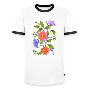 Blumen - Männer Kontrast-T-Shirt - Weiß/Schwarz - Vorne - AI Model Female 172 light (172cm) & AI Model Male 178 dark (178cm)