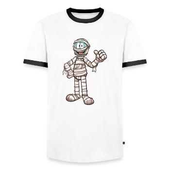 Cartoon Mummy - Men's Ringer Shirt - white/black - Front - AI Model Female 172 light (172cm) & AI Model Male 178 dark (178cm)