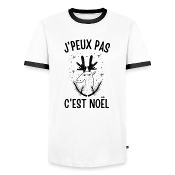 Noël arrive - T-shirt contrasté Homme - blanc/noir - Devant - AI Model Female 172 light (172cm) & AI Model Male 178 dark (178cm)