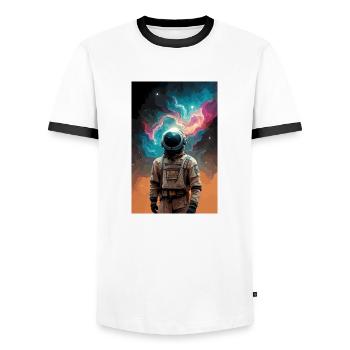 Astronaut Futuristisch Raumfahrt Weltall Universum - Männer Kontrast-T-Shirt - Weiß/Schwarz - Vorne - AI Model Female 172 light (172cm) & AI Model Male 178 dark (178cm)