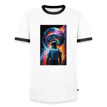 Astronaut Futuristisch Raumfahrt Weltall Universum - Männer Kontrast-T-Shirt - Weiß/Schwarz - Vorne - AI Model Female 172 light (172cm) & AI Model Male 178 dark (178cm)