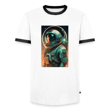 Astronaut Futuristisch Raumfahrt Weltall Universum - Männer Kontrast-T-Shirt - Weiß/Schwarz - Vorne - AI Model Female 172 light (172cm) & AI Model Male 178 dark (178cm)