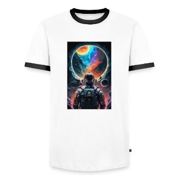 Astronaut Futuristisch Raumfahrt Weltall Universum - Männer Kontrast-T-Shirt - Weiß/Schwarz - Vorne - AI Model Female 172 light (172cm) & AI Model Male 178 dark (178cm)