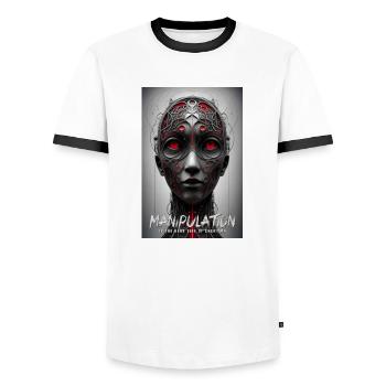 Manipulation Is The Dark Side Of Charism - Men's Ringer Shirt - white/black - Front - AI Model Female 172 light (172cm) & AI Model Male 178 dark (178cm)
