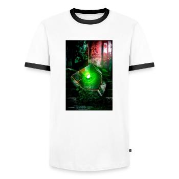 The Risign of Shield Hero Shield Naofumi - Men's Ringer Shirt - white/black - Front - AI Model Female 172 light (172cm) & AI Model Male 178 dark (178cm)