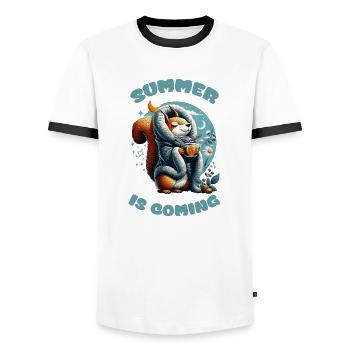 Summer is Coming - Men's Ringer Shirt - white/black - Front - AI Model Female 172 light (172cm) & AI Model Male 178 dark (178cm)