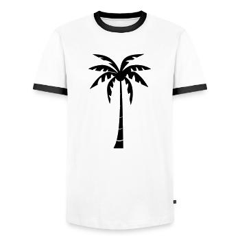 palm tree - Men's Ringer Shirt - white/black - Front - AI Model Female 172 light (172cm) & AI Model Male 178 dark (178cm)