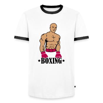 boxing boxer - Männer Kontrast-T-Shirt - Weiß/Schwarz - Vorne - AI Model Female 172 light (172cm) & AI Model Male 178 dark (178cm)