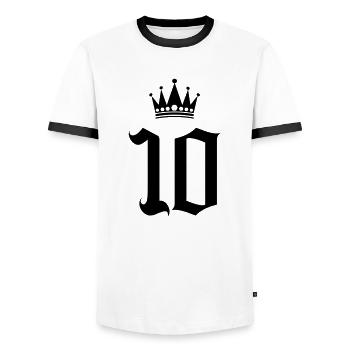 10 Crowns - Men's Ringer Shirt - white/black - Front - AI Model Female 172 light (172cm) & AI Model Male 178 dark (178cm)