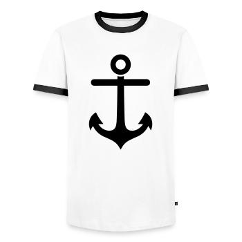 Anker - Männer Kontrast-T-Shirt - Weiß/Schwarz - Vorne - AI Model Female 172 light (172cm) & AI Model Male 178 dark (178cm)