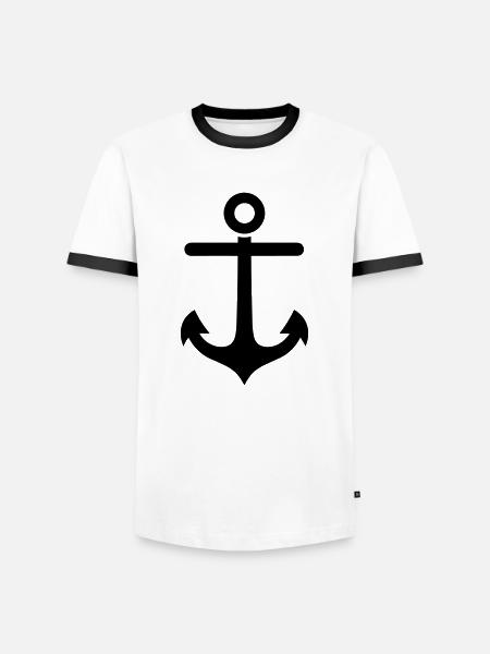 Anker - Männer Kontrast-T-Shirt - Weiß/Schwarz