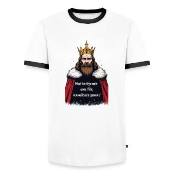 King 65167 - Men's Ringer Shirt - white/black - Front - AI Model Female 172 light (172cm) & AI Model Male 178 dark (178cm)