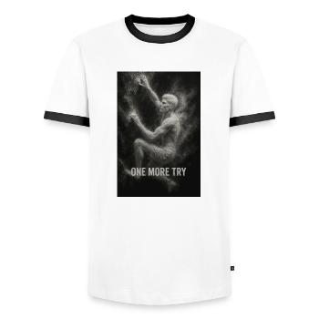 Encore un essai. - T-shirt contrasté Homme - blanc/noir - Devant - AI Model Female 172 light (172cm) & AI Model Male 178 dark (178cm)