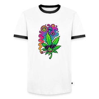 GreenGlow - Männer Kontrast-T-Shirt - Weiß/Schwarz - Vorne - AI Model Female 172 light (172cm) & AI Model Male 178 dark (178cm)