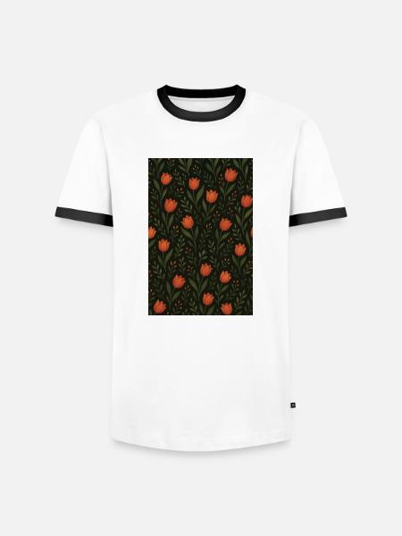 Tulip Pattern - Men's Ringer Shirt - white/black