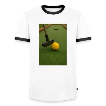 Sport - Minigolf - T-shirt contrasté Homme - blanc/noir - Devant - AI Model Female 172 light (172cm) & AI Model Male 178 dark (178cm)