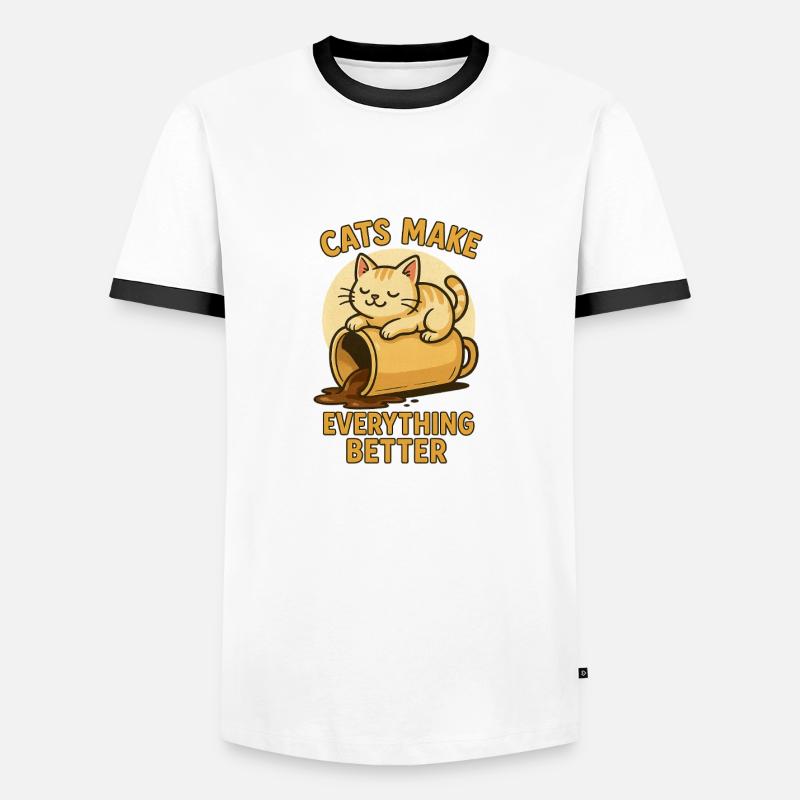 cats make everything better - Männer Kontrast-T-Shirt - Weiß/Schwarz